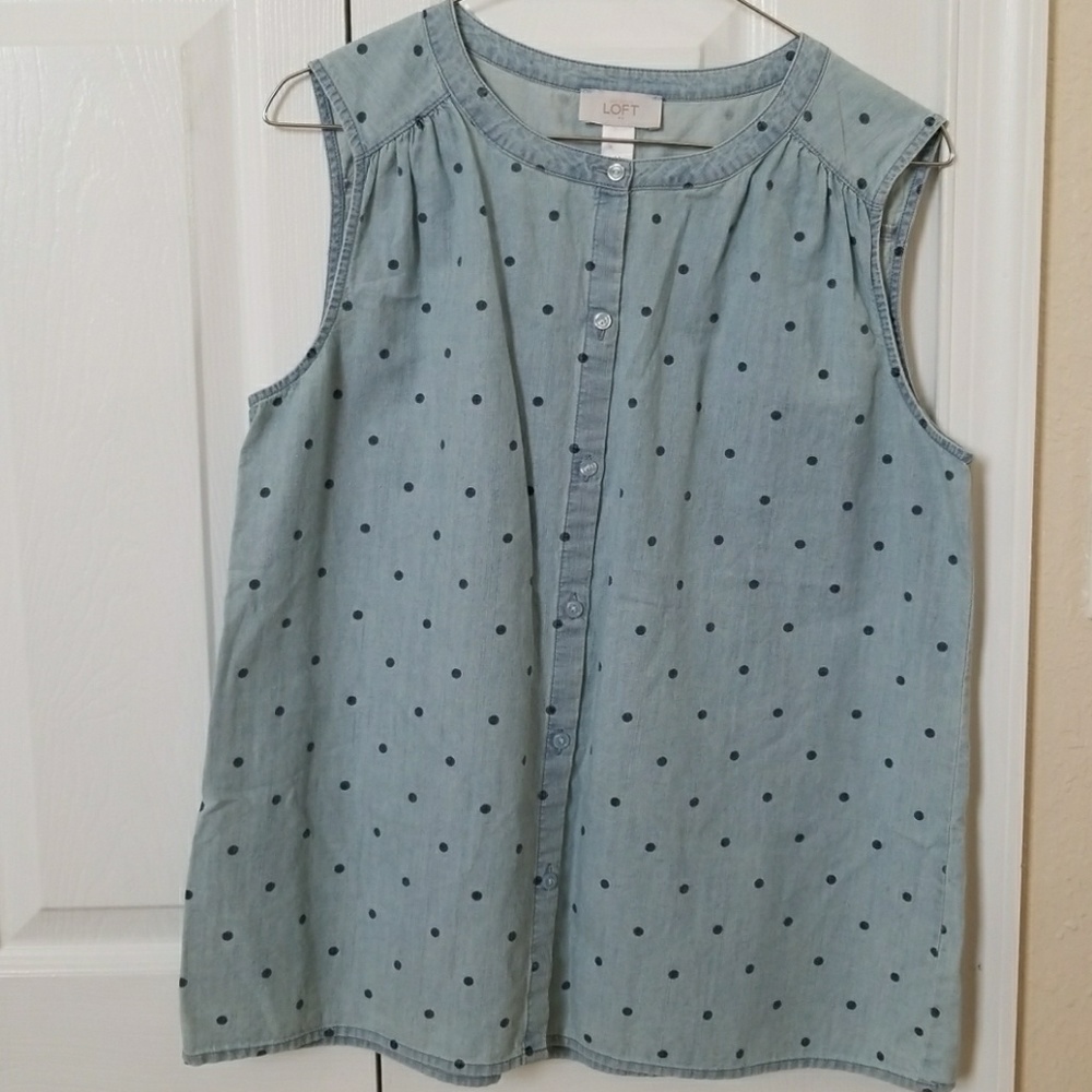 Sleeveless chambray top